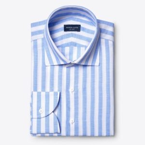 Wide Stripe Cotton and Linen Oxford Fabric